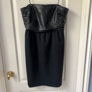 Theory Black Leather Corset Top Strapless Dress